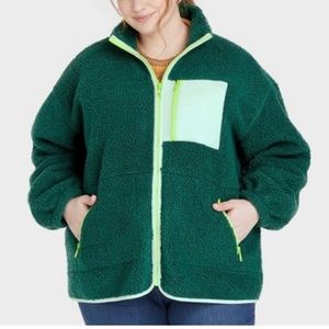 Universal Thread Sherpa Jacket in Green and Blue